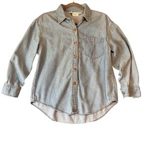 Karen Kane Chambray‎ Denim Shirt M/L 8 Western Button Pocket USA Coastal Casual